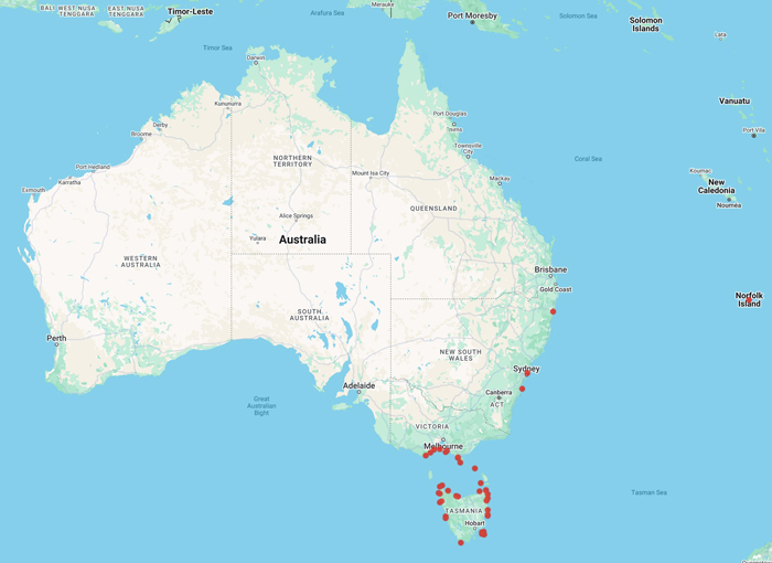 collecting locality map for 'Bennett, I.'