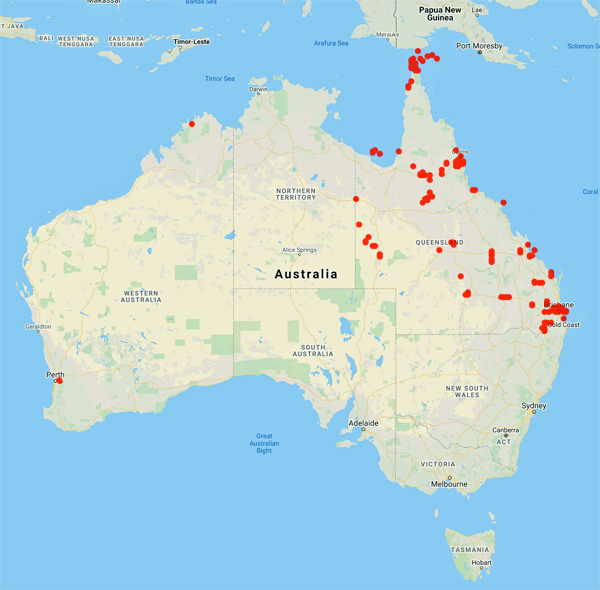 collecting locality map for 'Bick, E.W.'