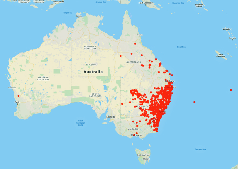 collecting locality map for 'Boorman, J.L.'