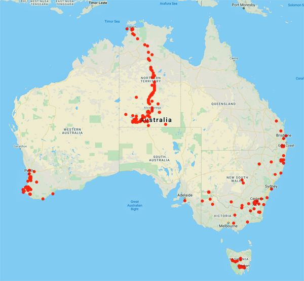 collecting locality map for 'Carter, C.E.'