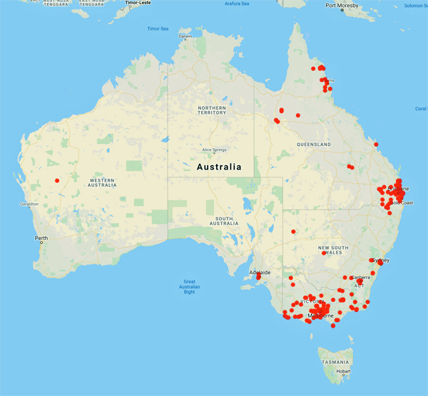 collecting locality map for 'Clifford, H.T.'