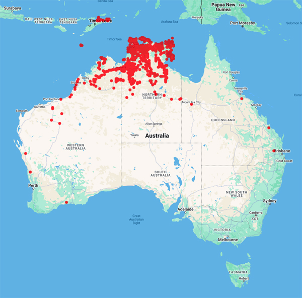 collecting locality map for 'Cowie, I.D.'