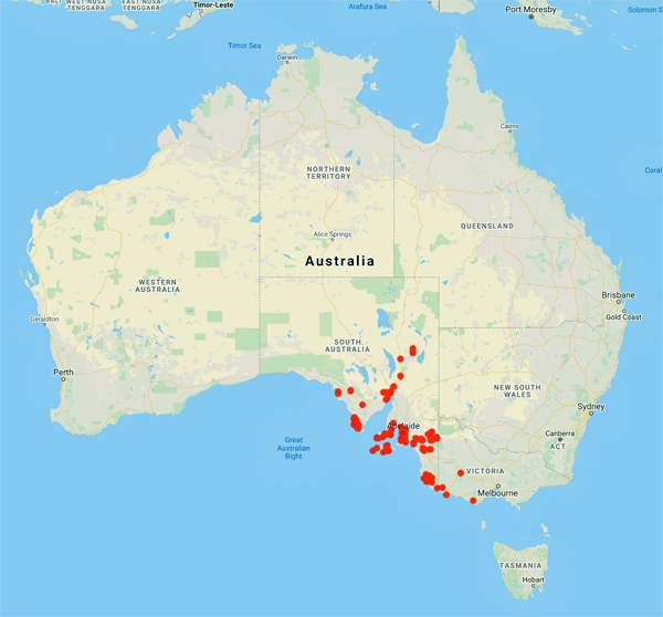 collecting locality map for 'Fisher, R.H.'