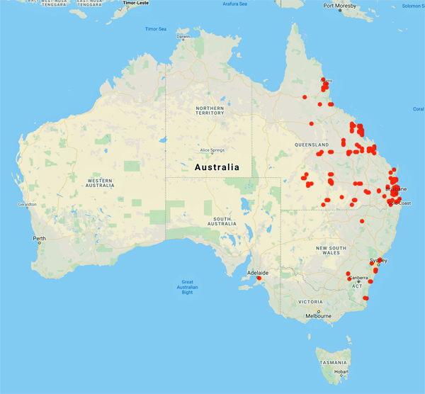 collecting locality map for 'Francis, W.D.'