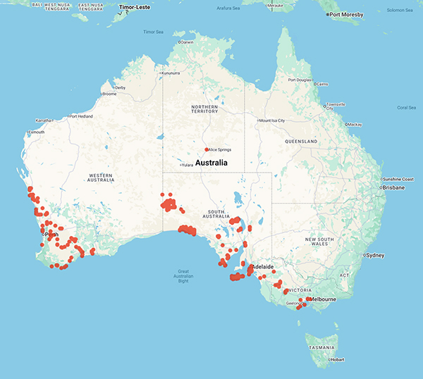 collecting locality map for 'Kellermann, J.'