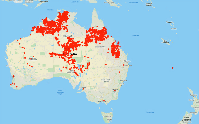 collecting locality Aust map for 'Lazarides, M.'