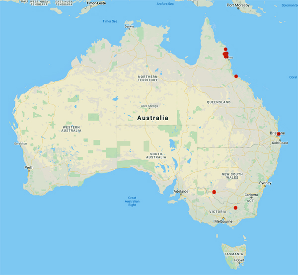 collecting locality map for 'Lucas, T.P.'