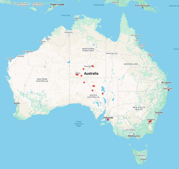 collecting locality map for 'Martin, P.G.'