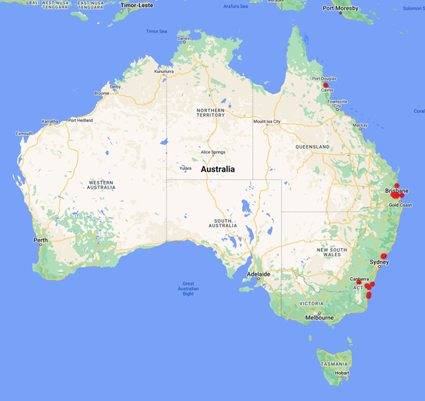 collecting locality map for Oakman, H.