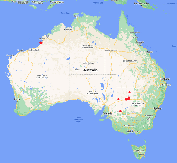 collecting locality map for 'Panton, J.A.'