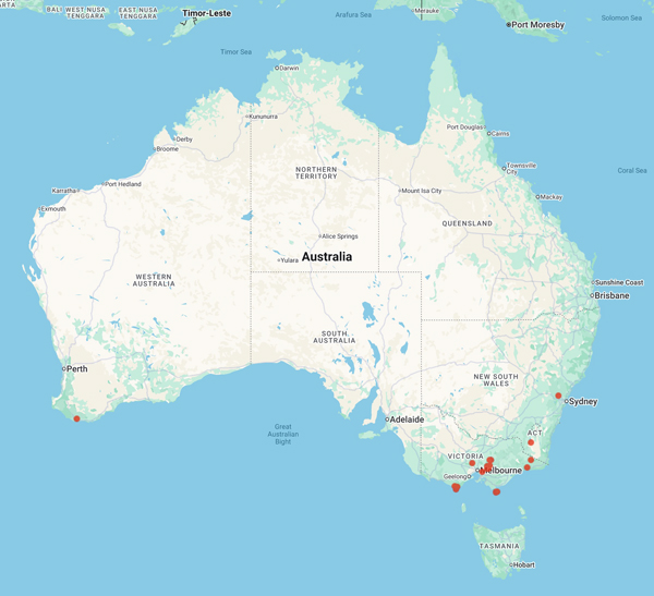 collecting locality map for 'Reid, D.A.'