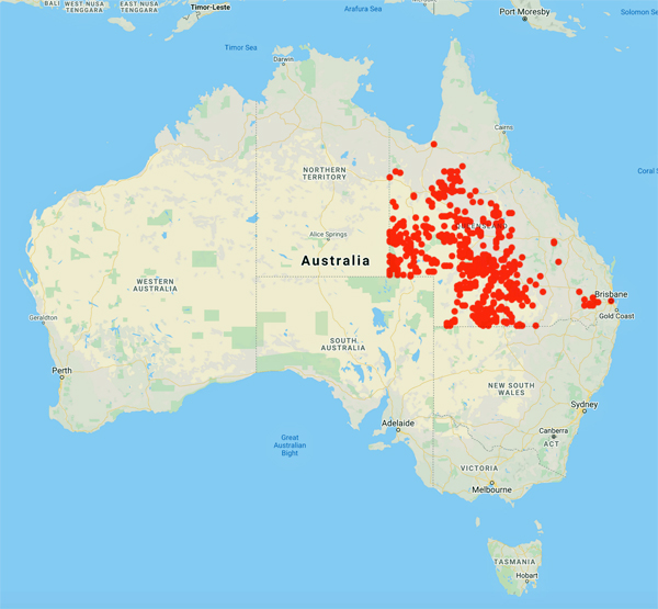 collecting locality map for 'Silcock, J.L.'