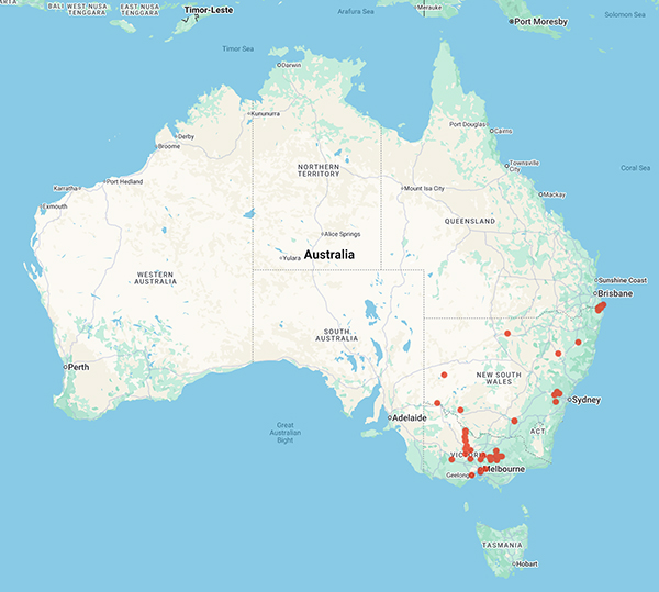collecting locality map for 'Thom, R.'